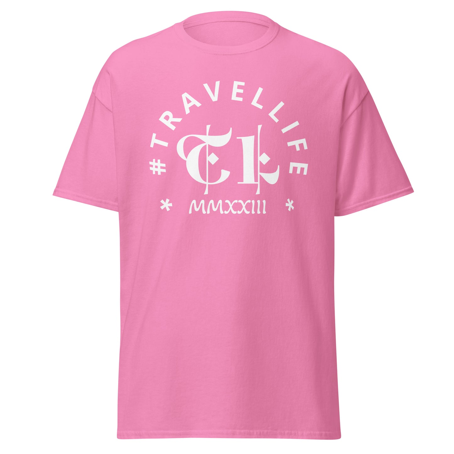 #Travellife Arc TL Logo Roman 2023 Men's Classic Tee White Text