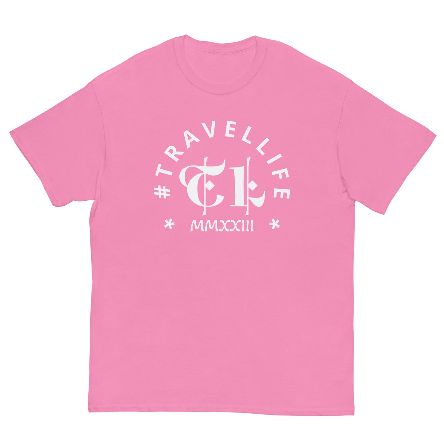 #Travellife Arc TL Logo Roman 2023 Men's Classic Tee White Text