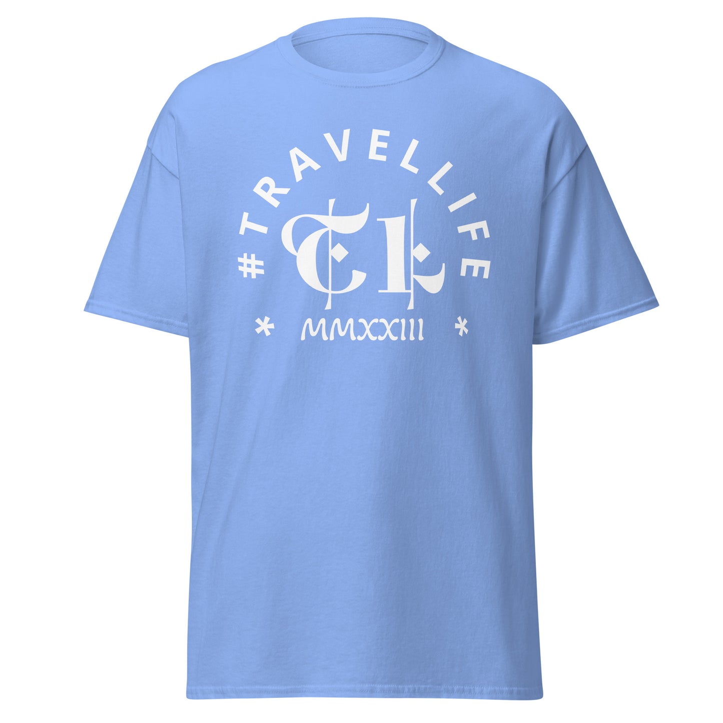 #Travellife Arc TL Logo Roman 2023 Men's Classic Tee White Text