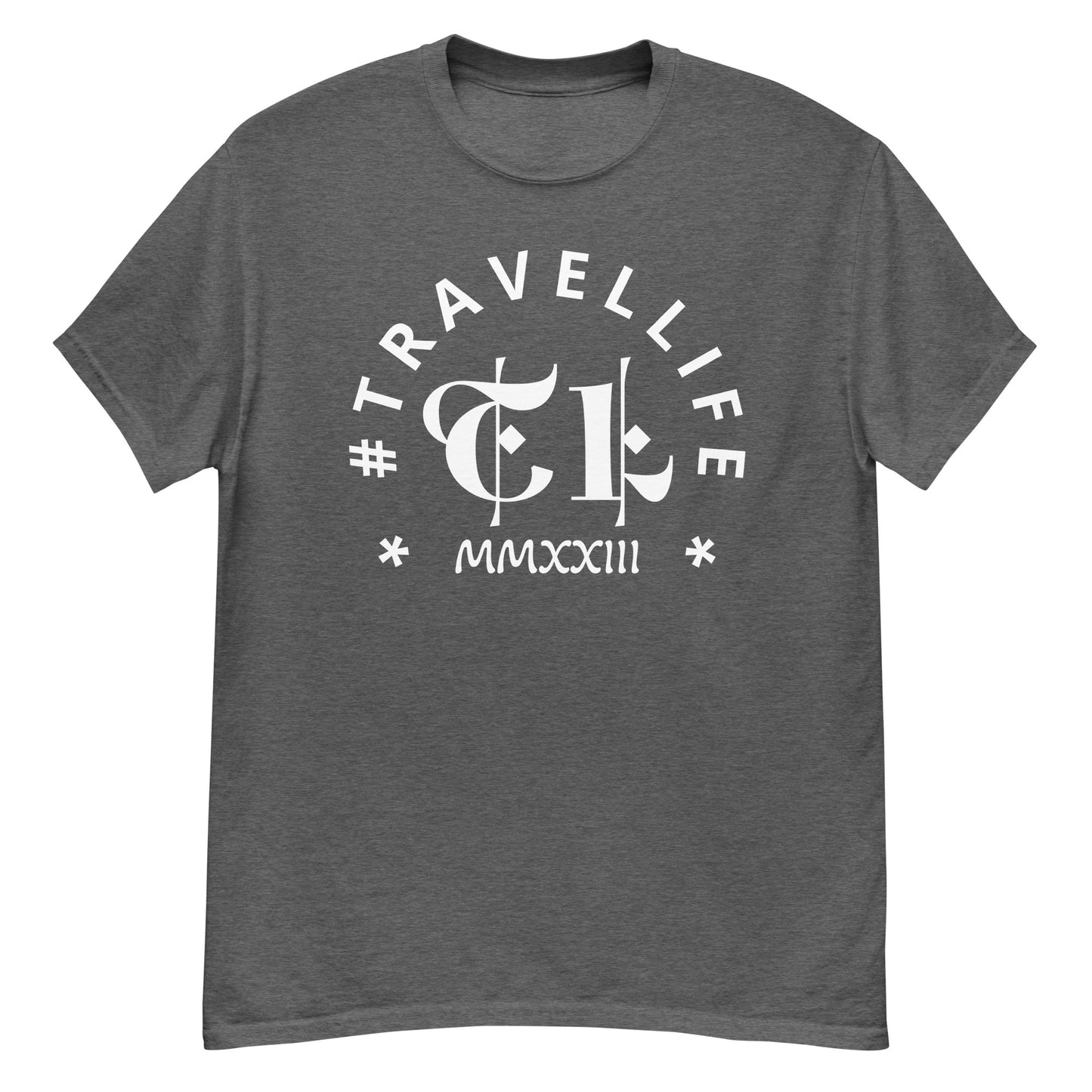 #Travellife Arc TL Logo Roman 2023 Men's Classic Tee White Text