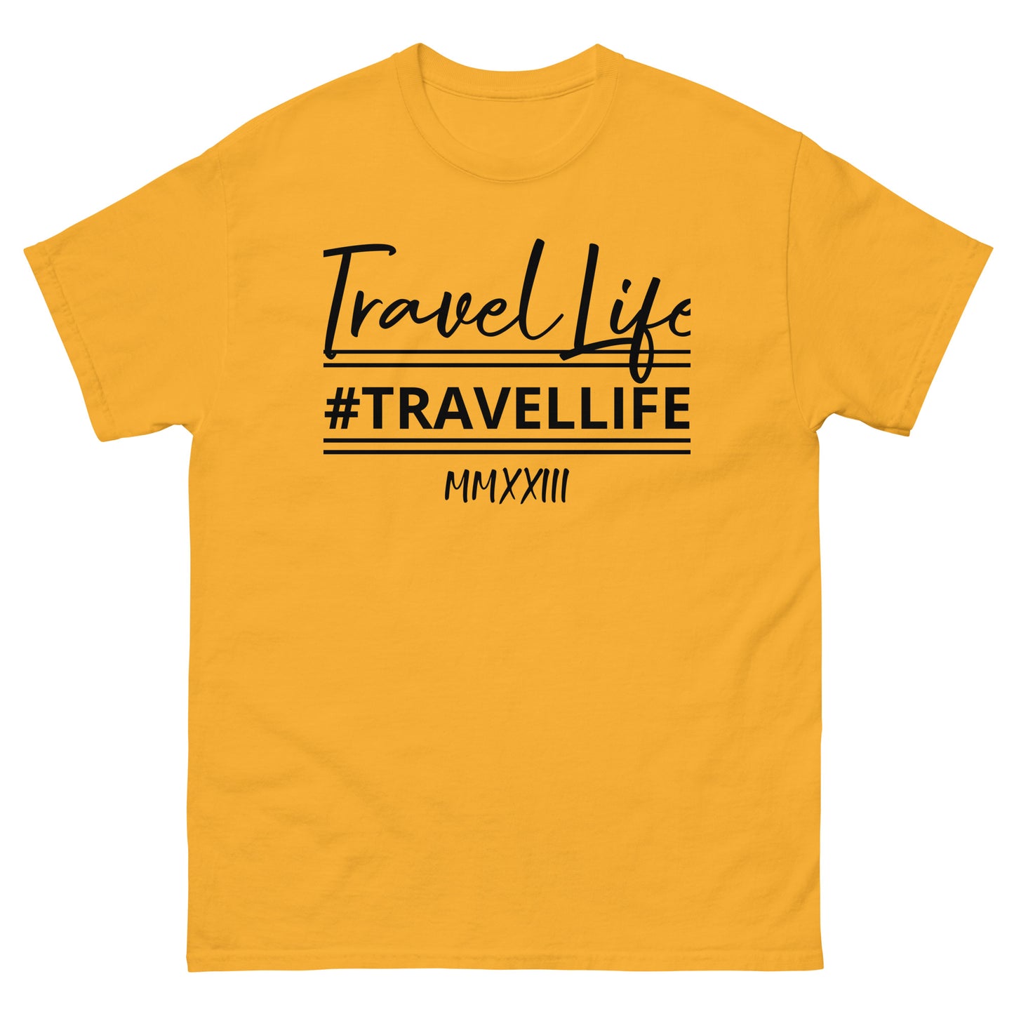 #Travellife Signature Black Text Roman Numeral 2022 Men's Classic Tee