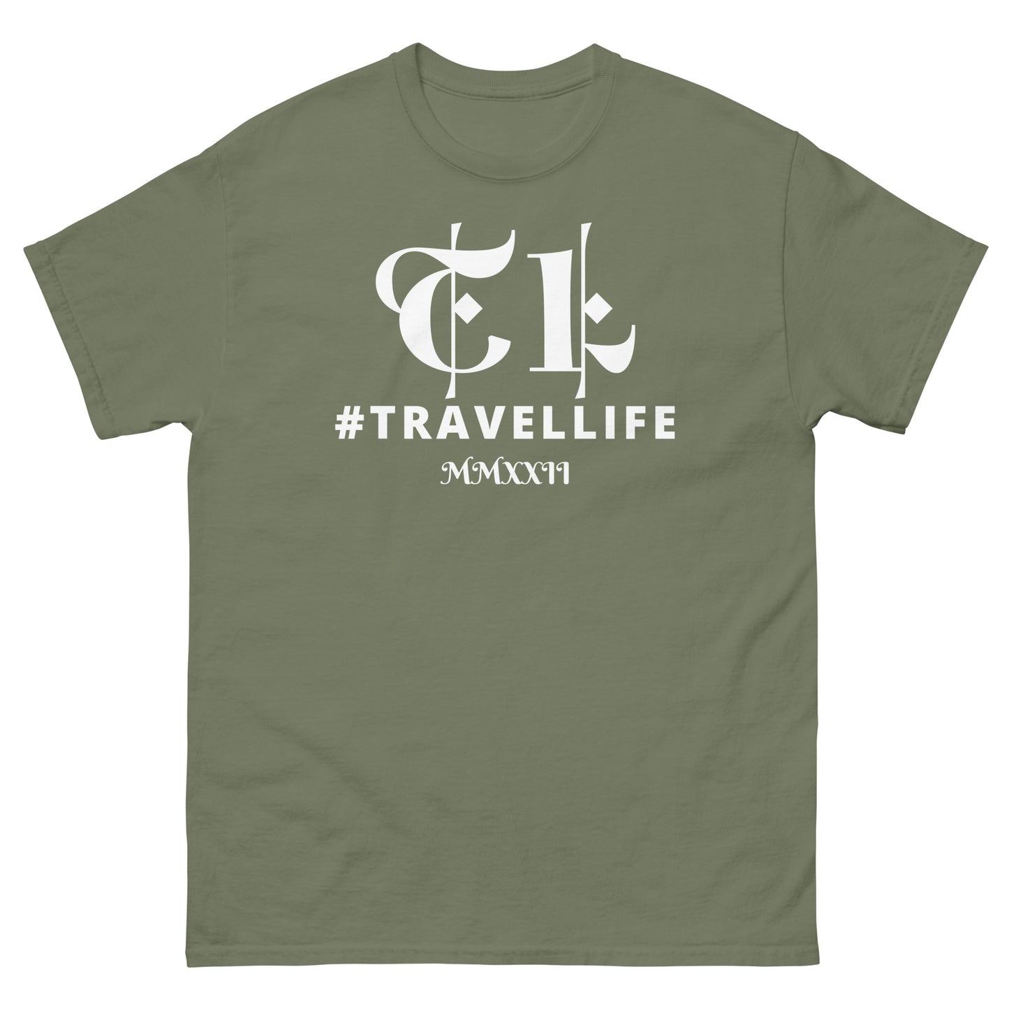 TL Logo #Travellife Roman 2022 Men's Classic Tee White Text