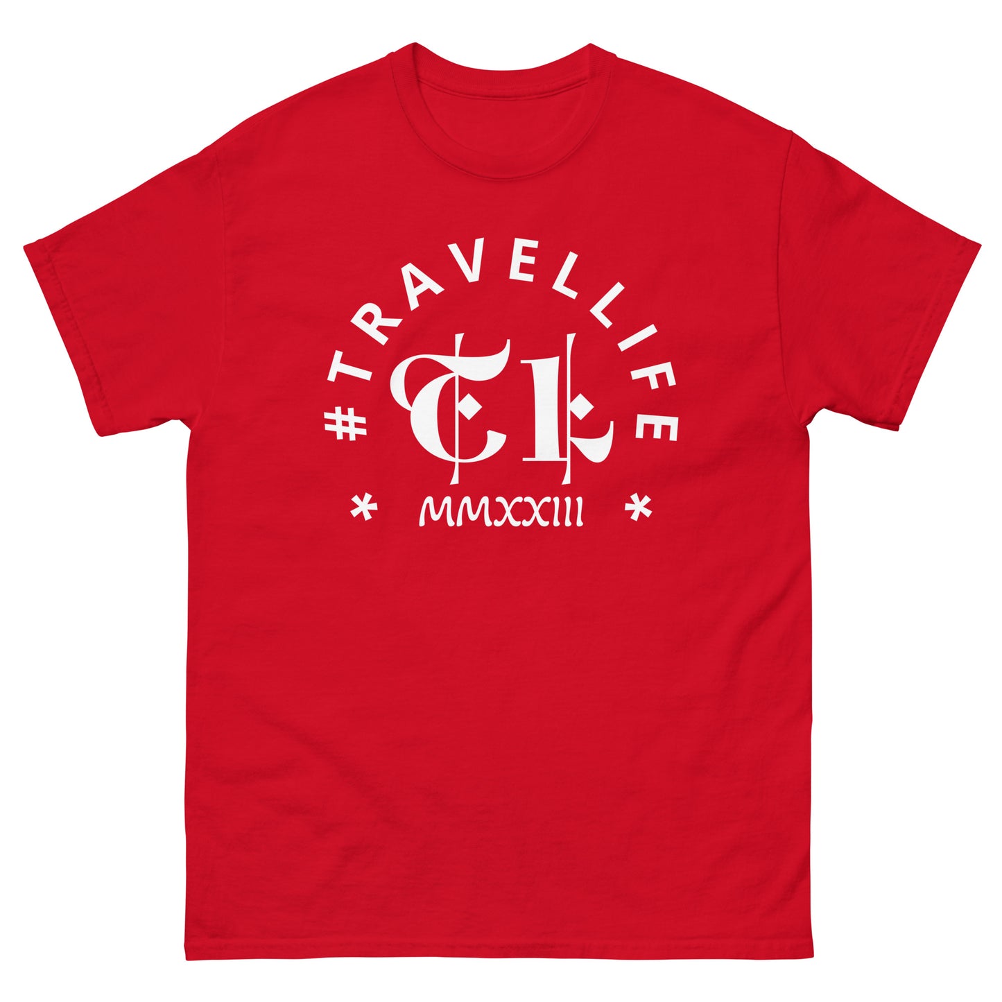 #Travellife Arc TL Logo Roman 2023 Men's Classic Tee White Text