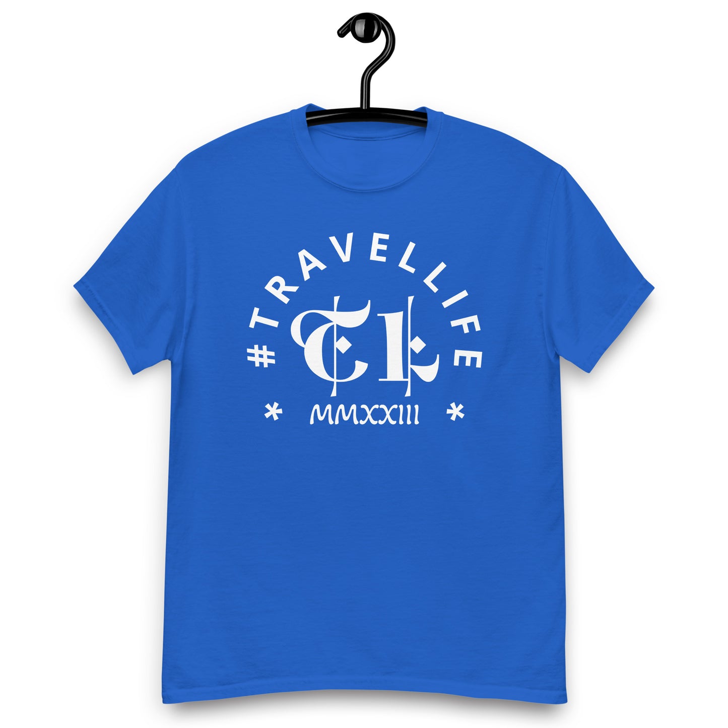 #Travellife Arc TL Logo Roman 2023 Men's Classic Tee White Text