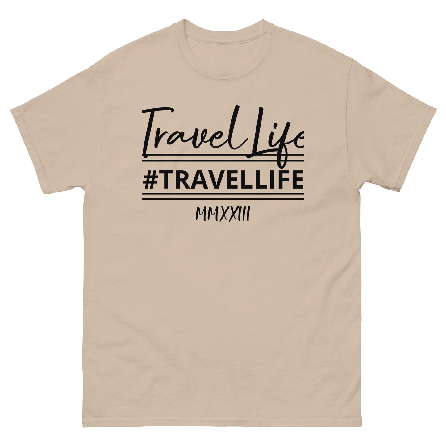 #Travellife Signature Black Text Roman Numeral 2022 Men's Classic Tee