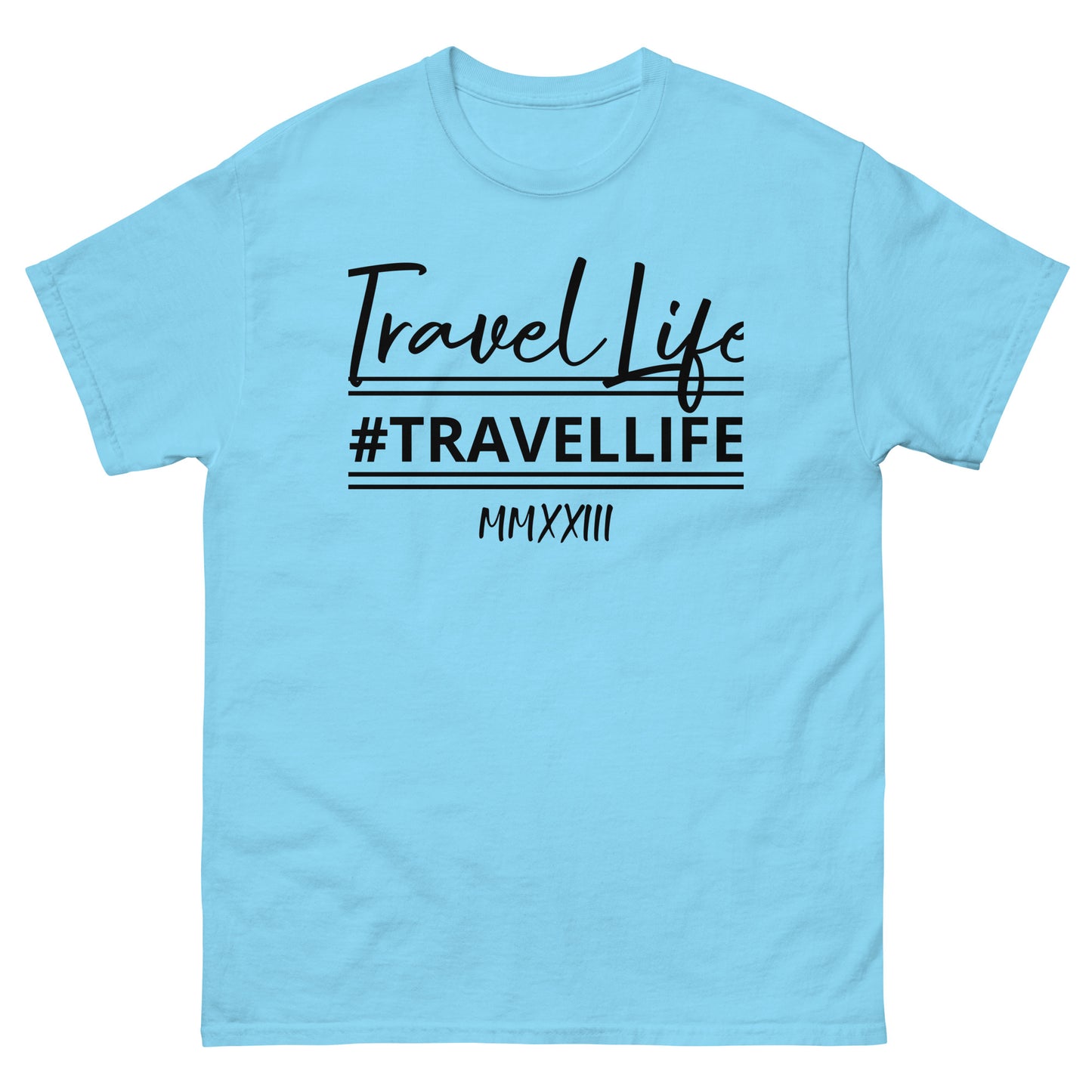 #Travellife Signature Black Text Roman Numeral 2022 Men's Classic Tee