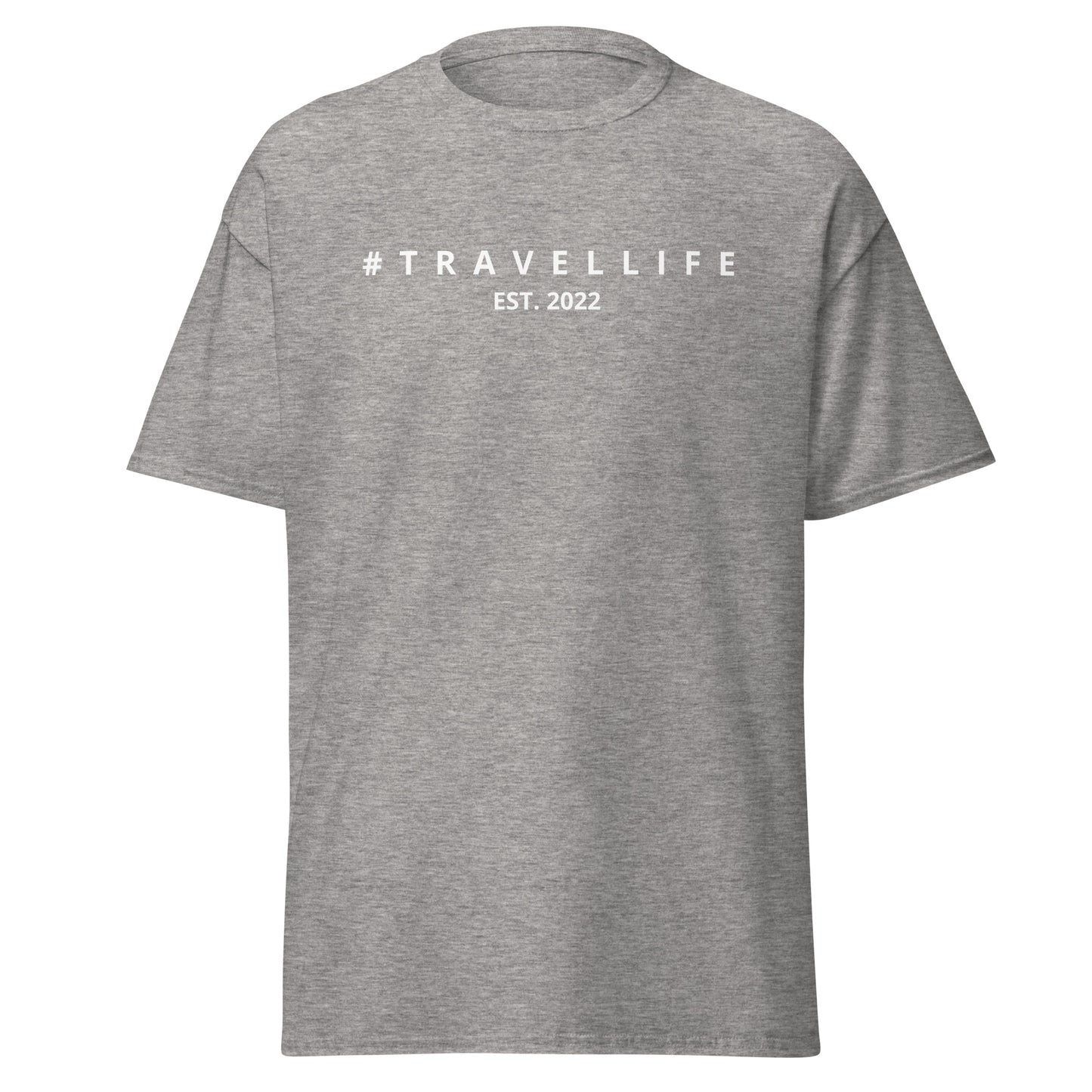 #Travellife Est. 2022 Men's Classic Tee White Text