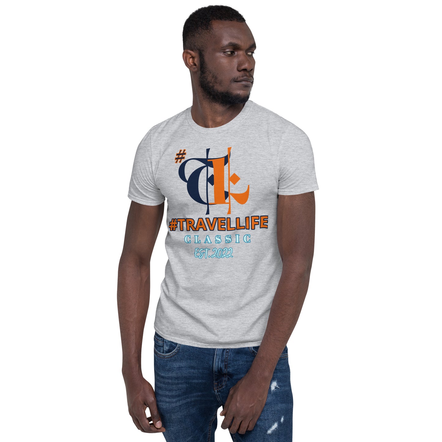 #Travellife Est. 2022 Classic Unisex T-Shirt Purple/Orange Text