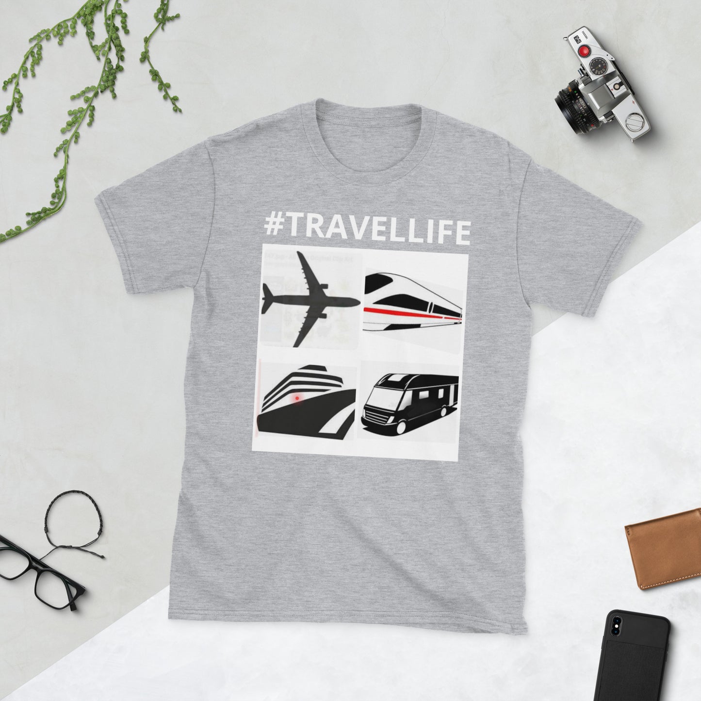 #Travellife PTA Quad Unisex T-Shirt White Text/Background