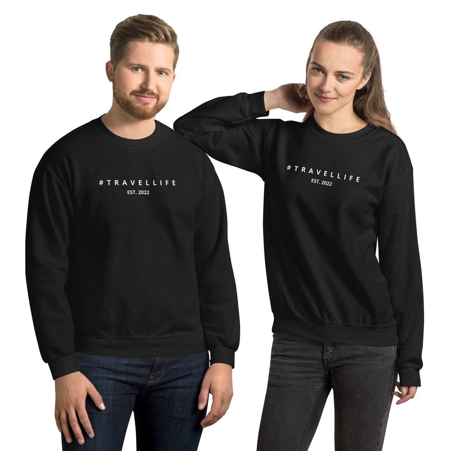 #Travellife Est. 2022 White Text Unisex Sweatshirt
