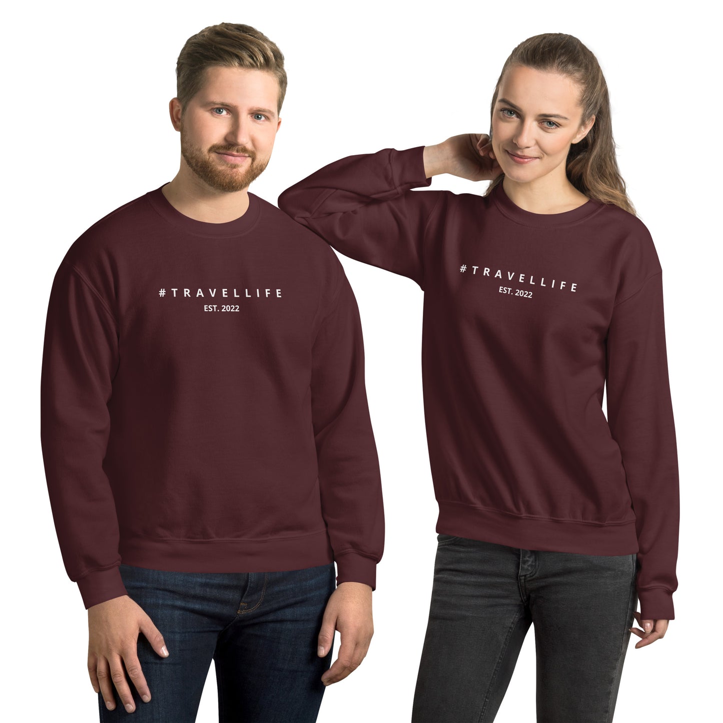 #Travellife Est. 2022 White Text Unisex Sweatshirt