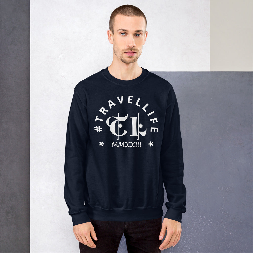 #Travellife Arc White Text Roman Numeral 2023 Unisex Sweatshirt