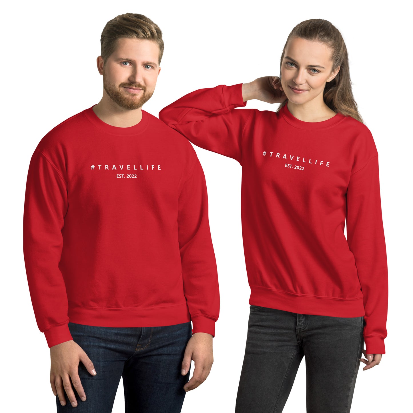 #Travellife Est. 2022 White Text Unisex Sweatshirt