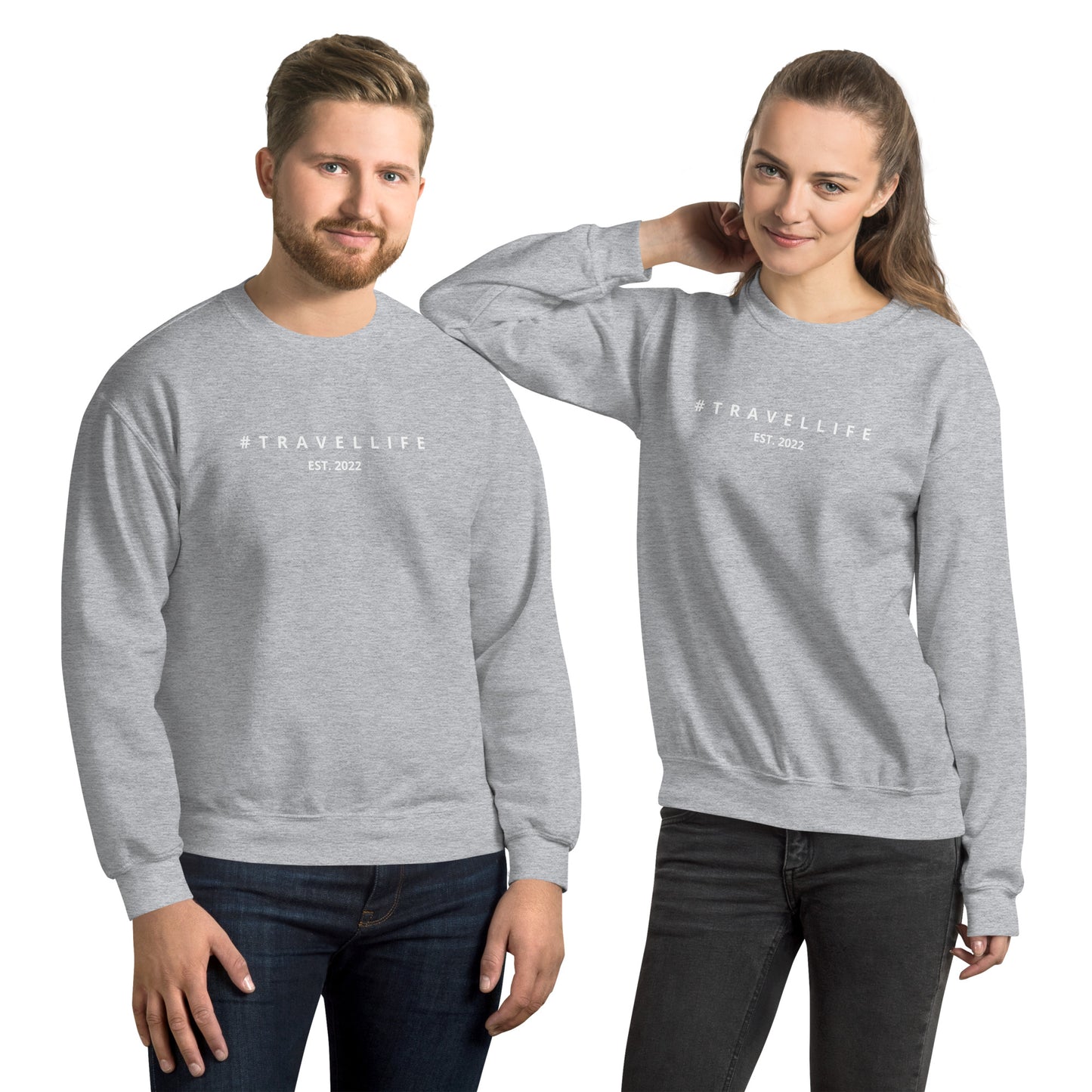 #Travellife Est. 2022 White Text Unisex Sweatshirt