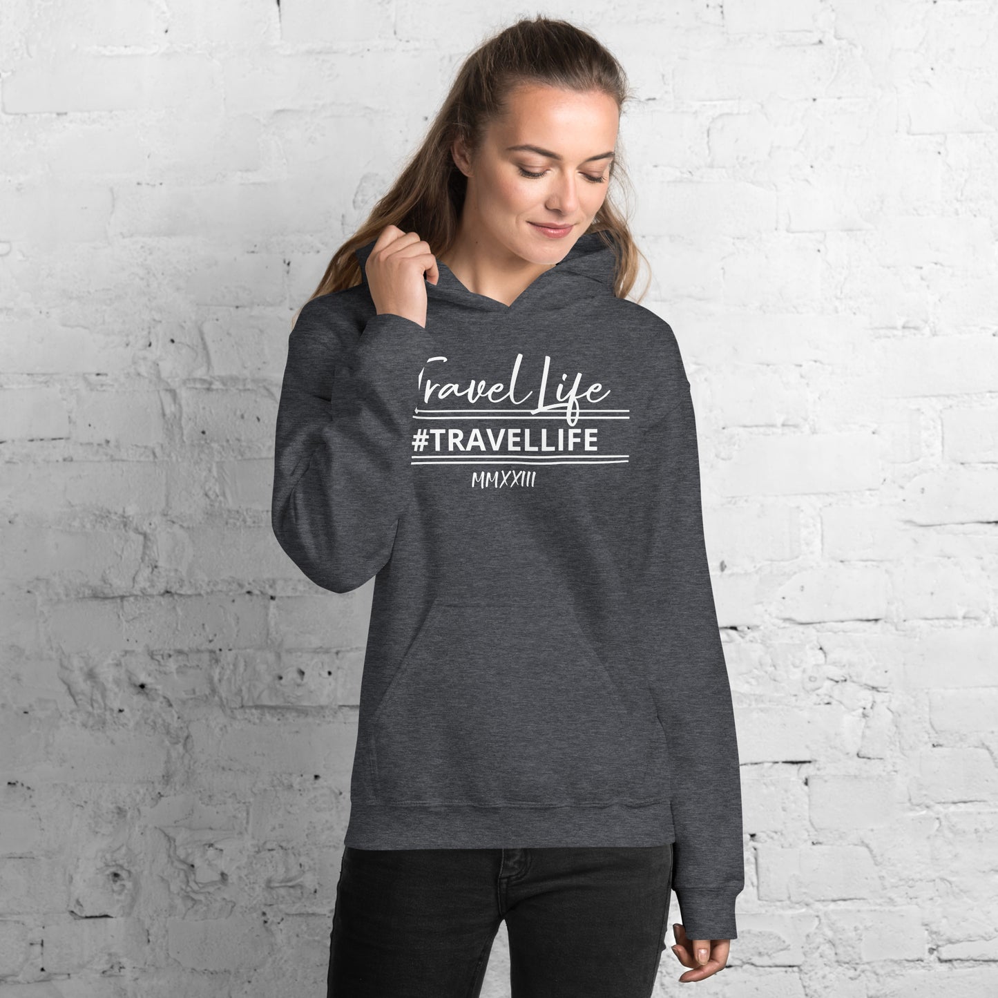 #Travellife Signature White Text Roman Numeral 2022 Unisex Hoodie