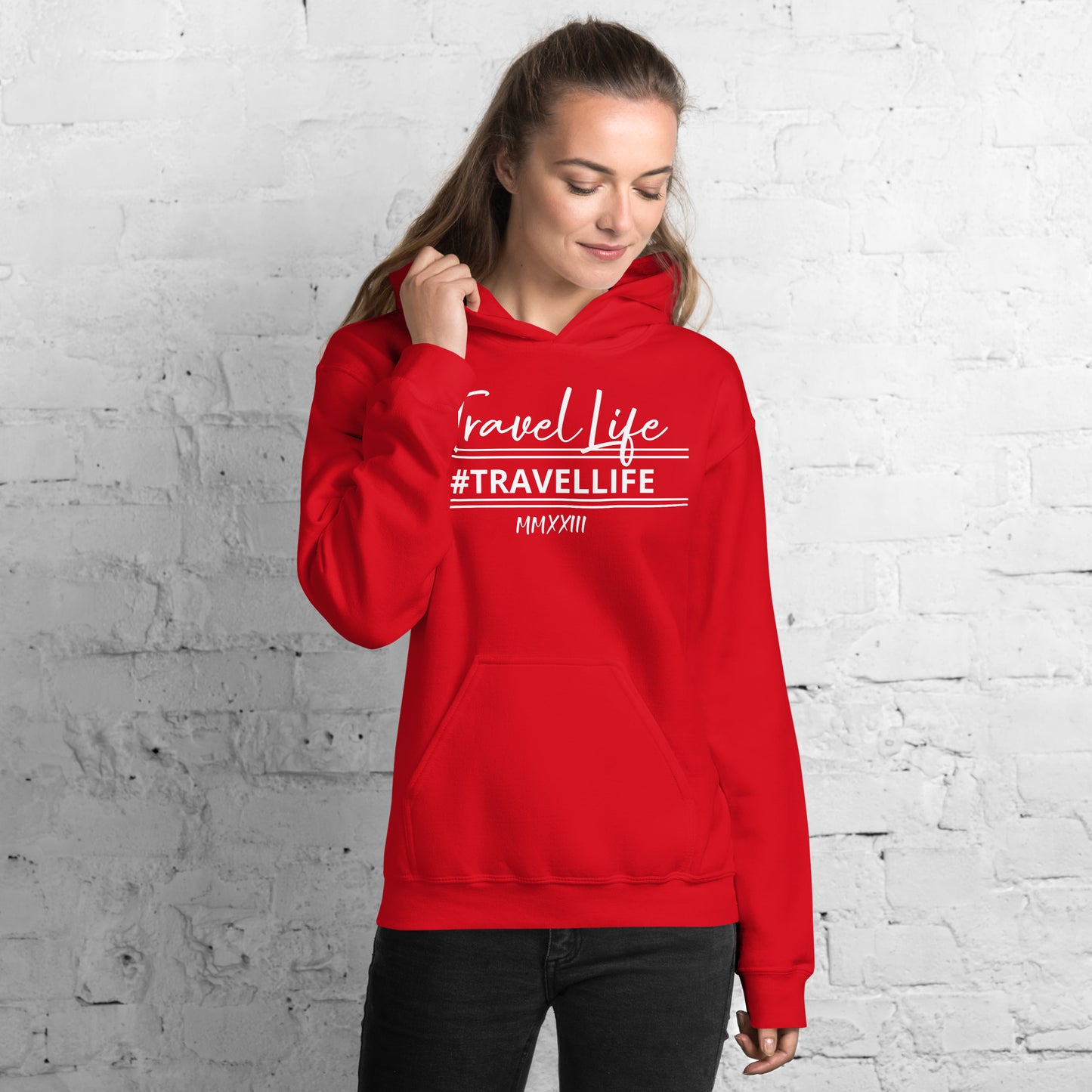 #Travellife Signature White Text Roman Numeral 2022 Unisex Hoodie