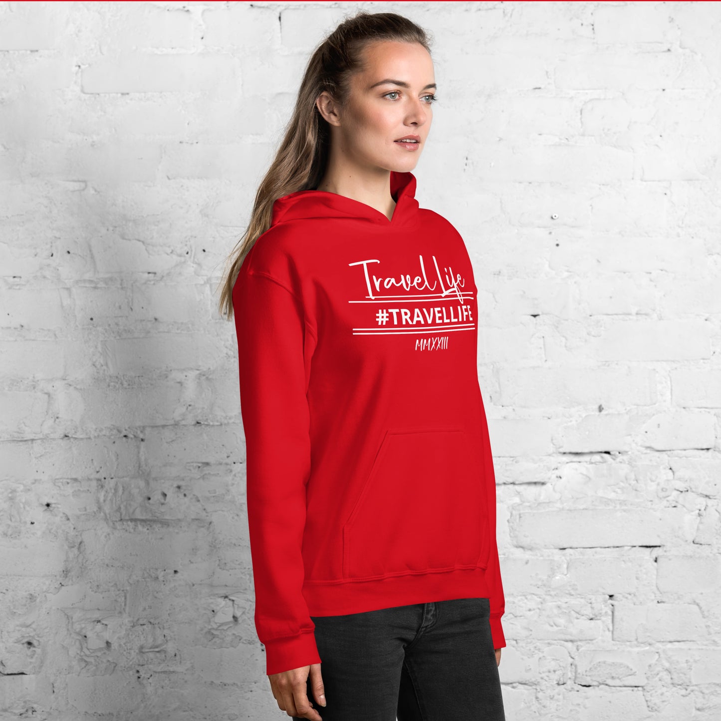 #Travellife Signature White Text Roman Numeral 2022 Unisex Hoodie