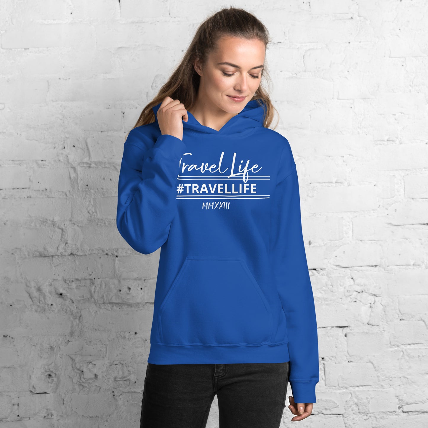 #Travellife Signature White Text Roman Numeral 2022 Unisex Hoodie