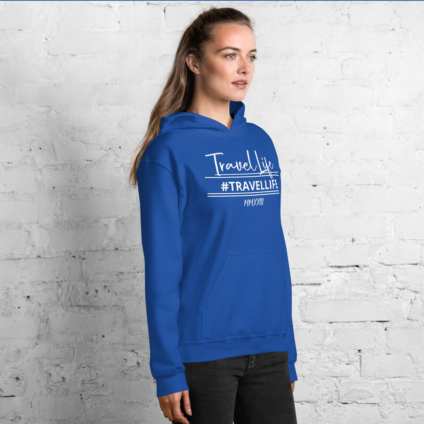 #Travellife Signature White Text Roman Numeral 2022 Unisex Hoodie