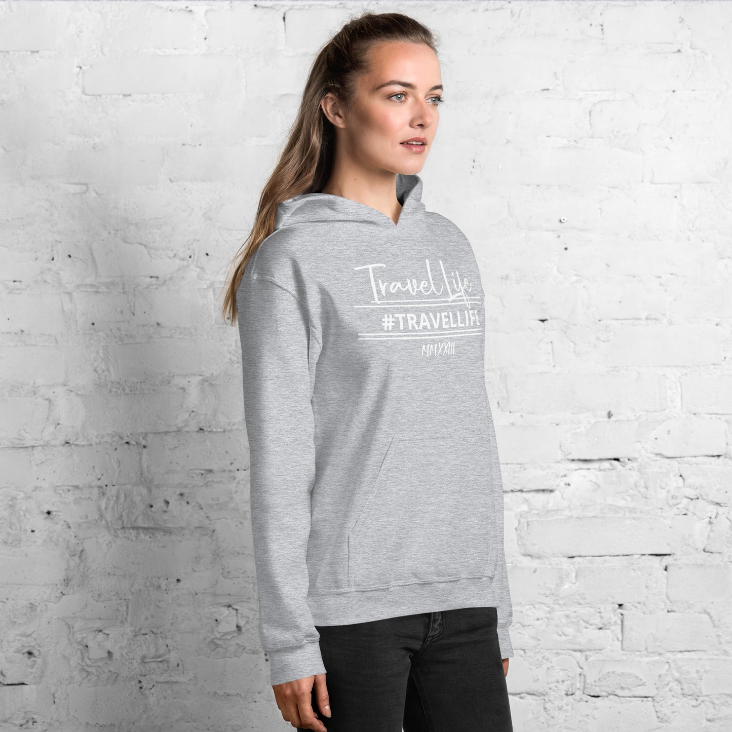 #Travellife Signature White Text Roman Numeral 2022 Unisex Hoodie