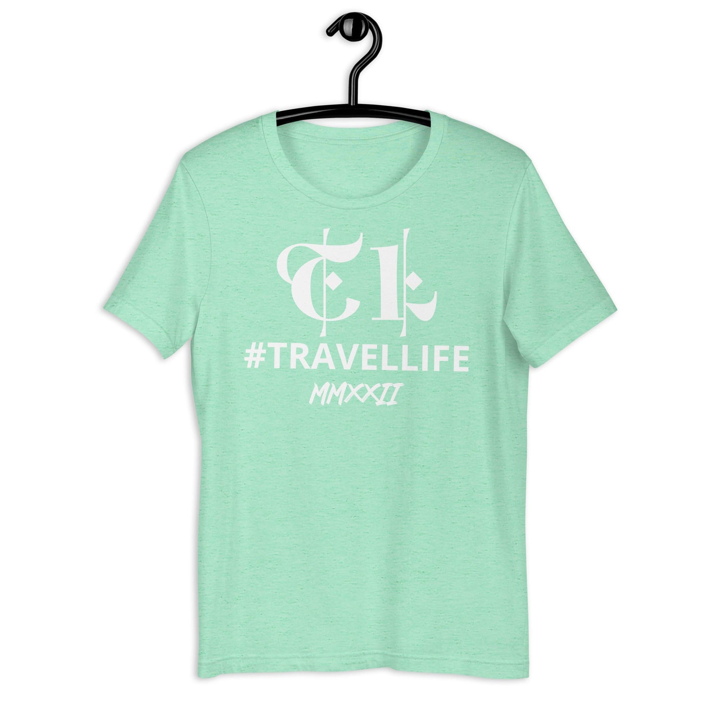 TL Logo #Travellife Roman 2022 Unisex T-Shirt White Text 2X+