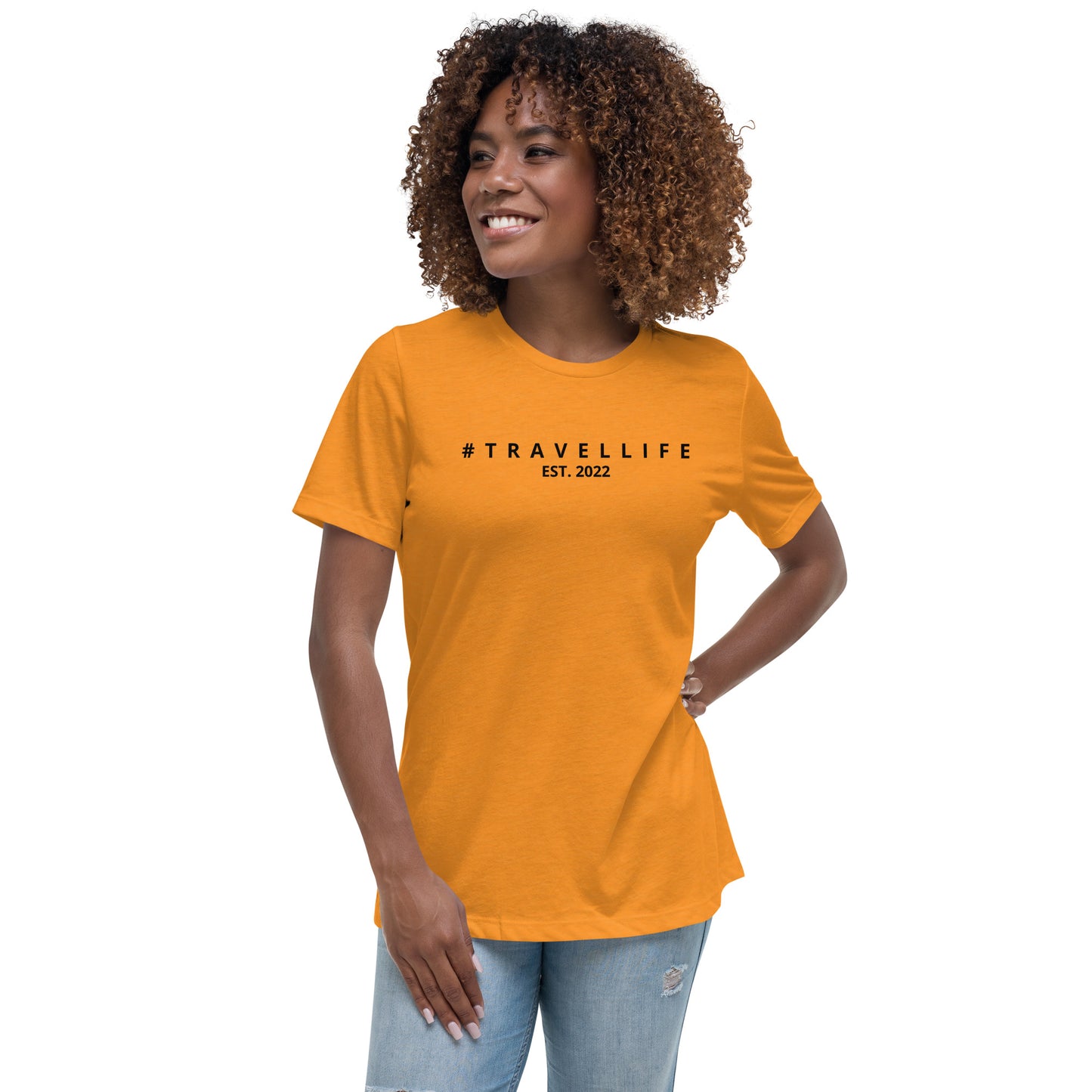 #Travellife Est. 2022 Women's Relaxed T-Shirt Black Text