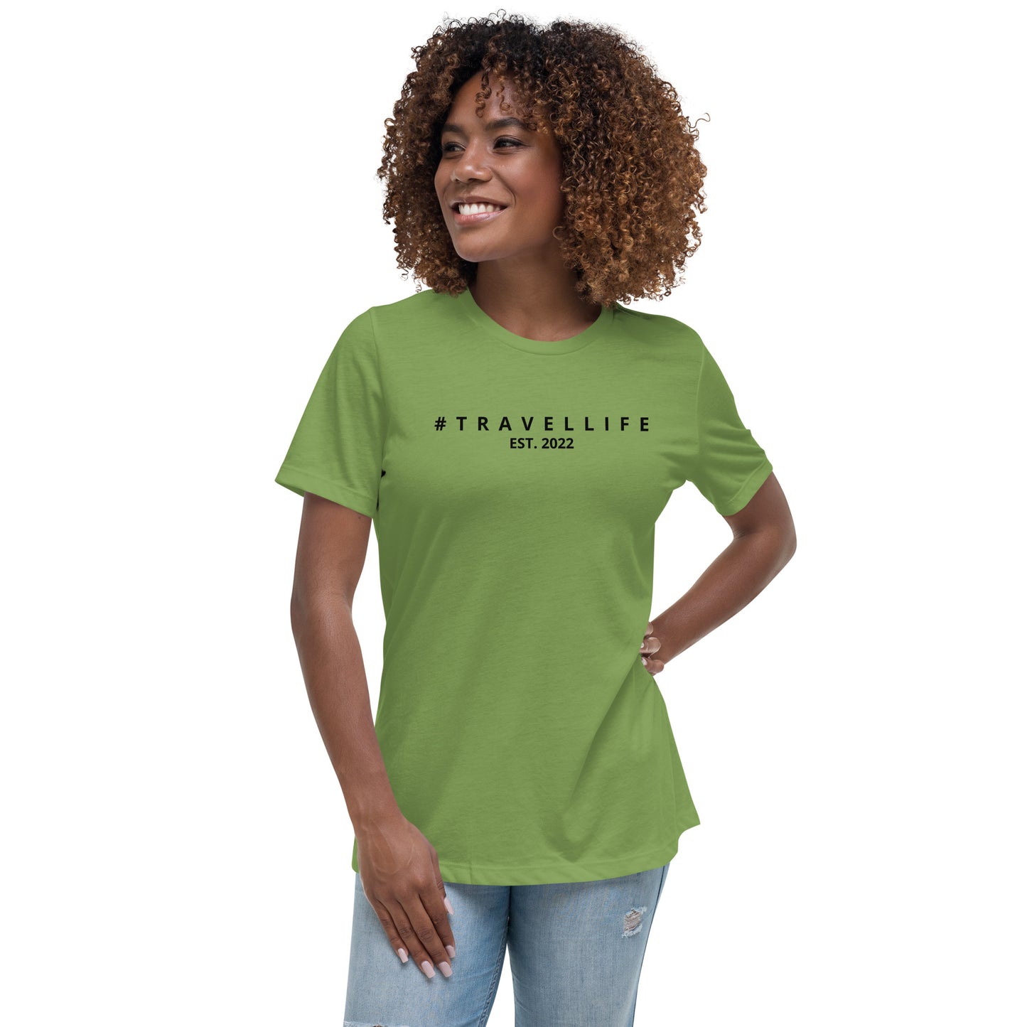 #Travellife Est. 2022 Women's Relaxed T-Shirt Black Text
