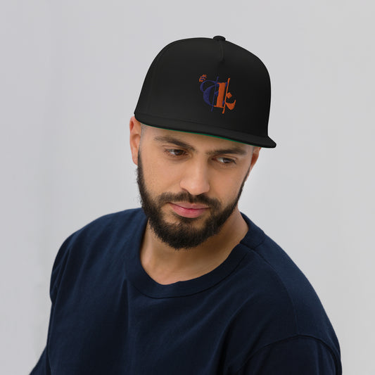 #TL Navy and Orange Logo Intertwined Flat Bill Cap