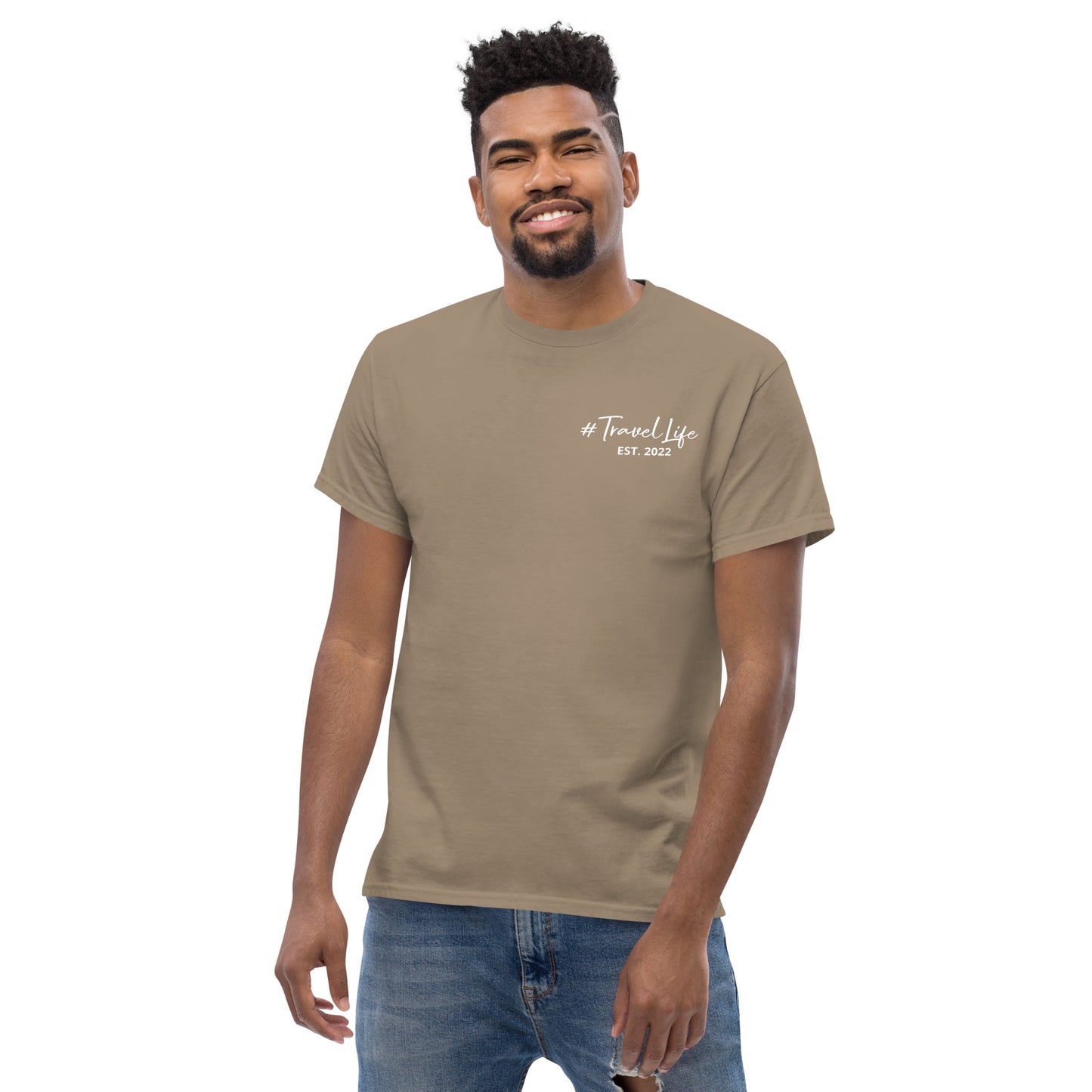 #Travellife Signature Est. 2022 Men's Classic Tee White Text