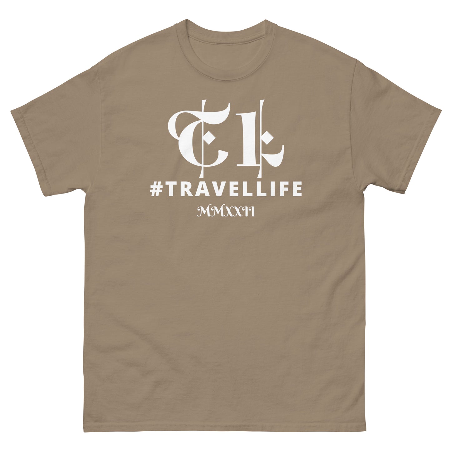 TL Logo #Travellife Roman 2022 Men's Classic Tee White Text