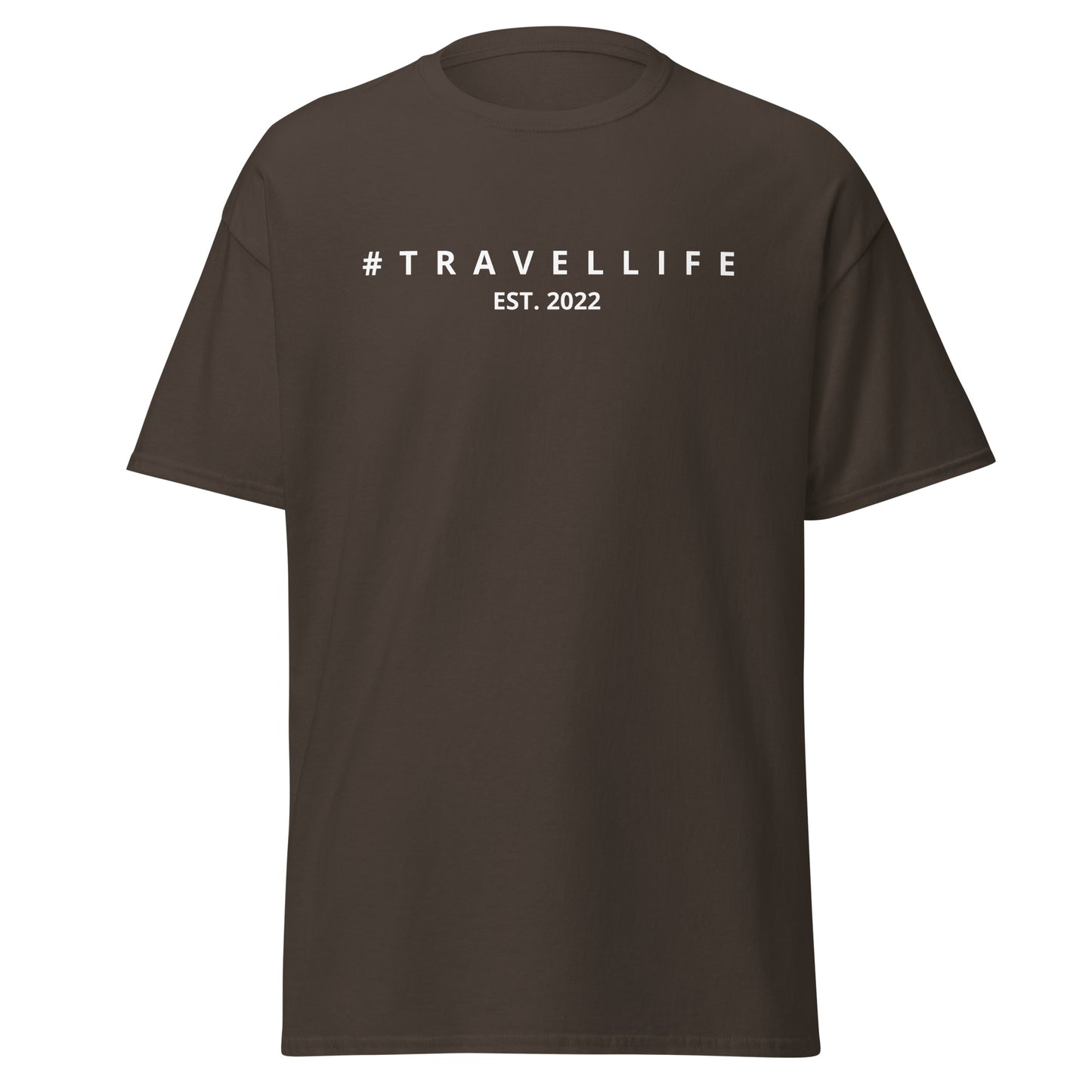 #Travellife Est. 2022 Men's Classic Tee White Text