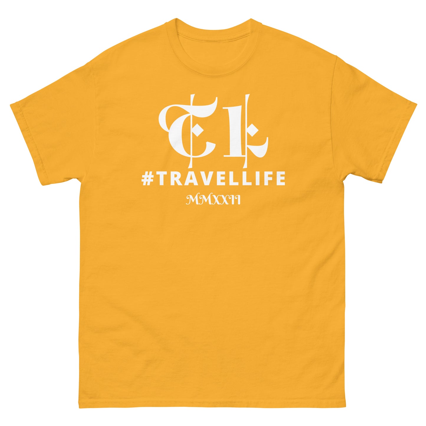 TL Logo #Travellife Roman 2022 Men's Classic Tee White Text