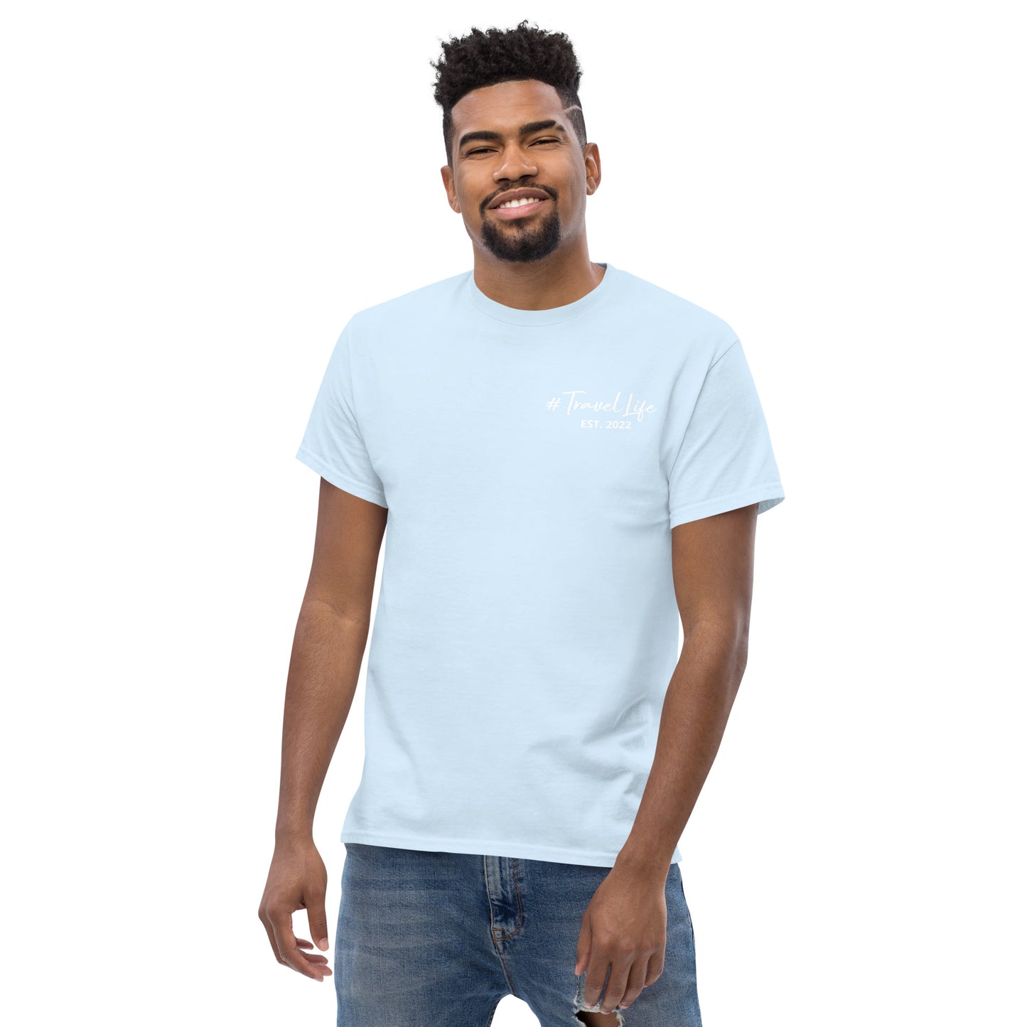 #Travellife Signature Est. 2022 Men's Classic Tee White Text