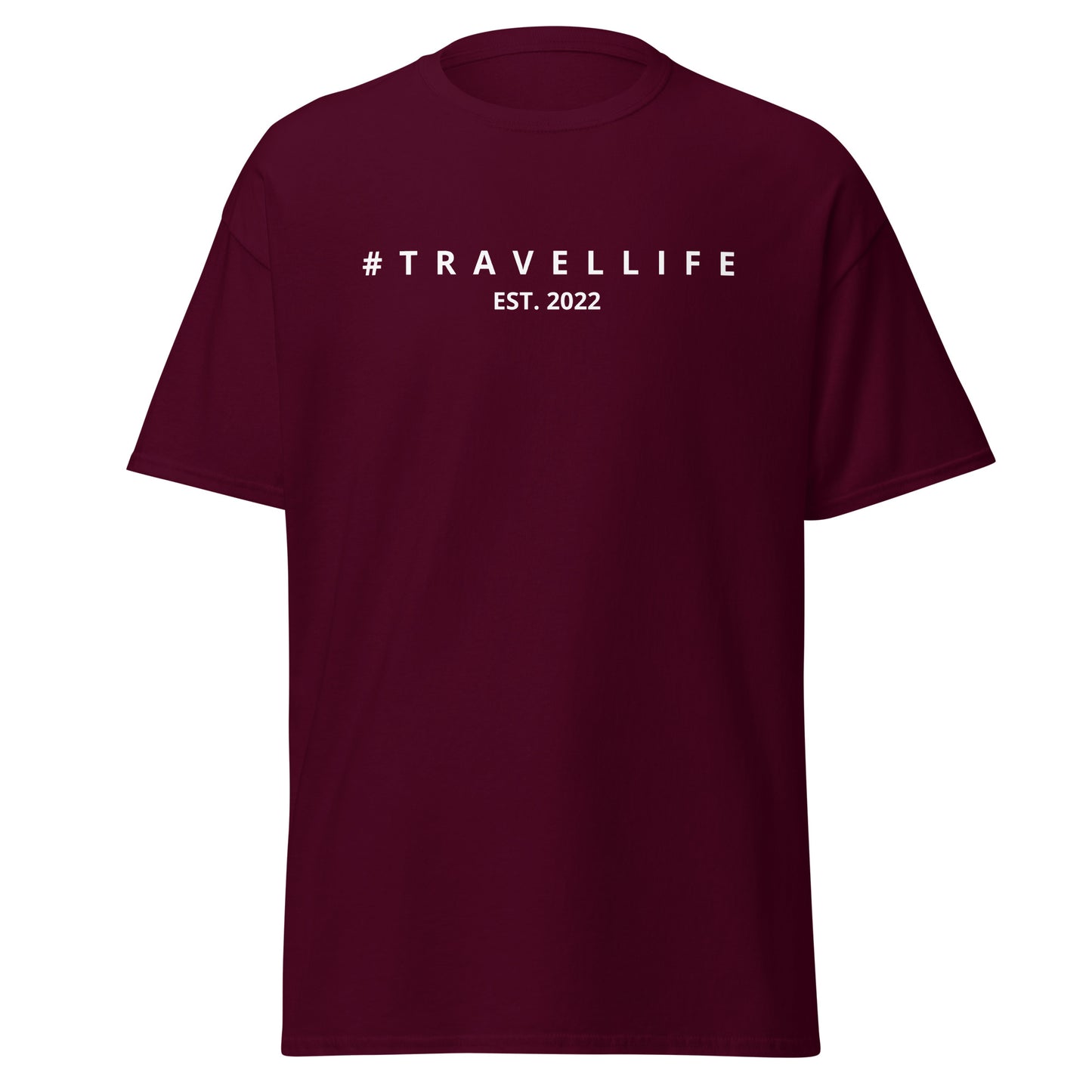 #Travellife Est. 2022 Men's Classic Tee White Text