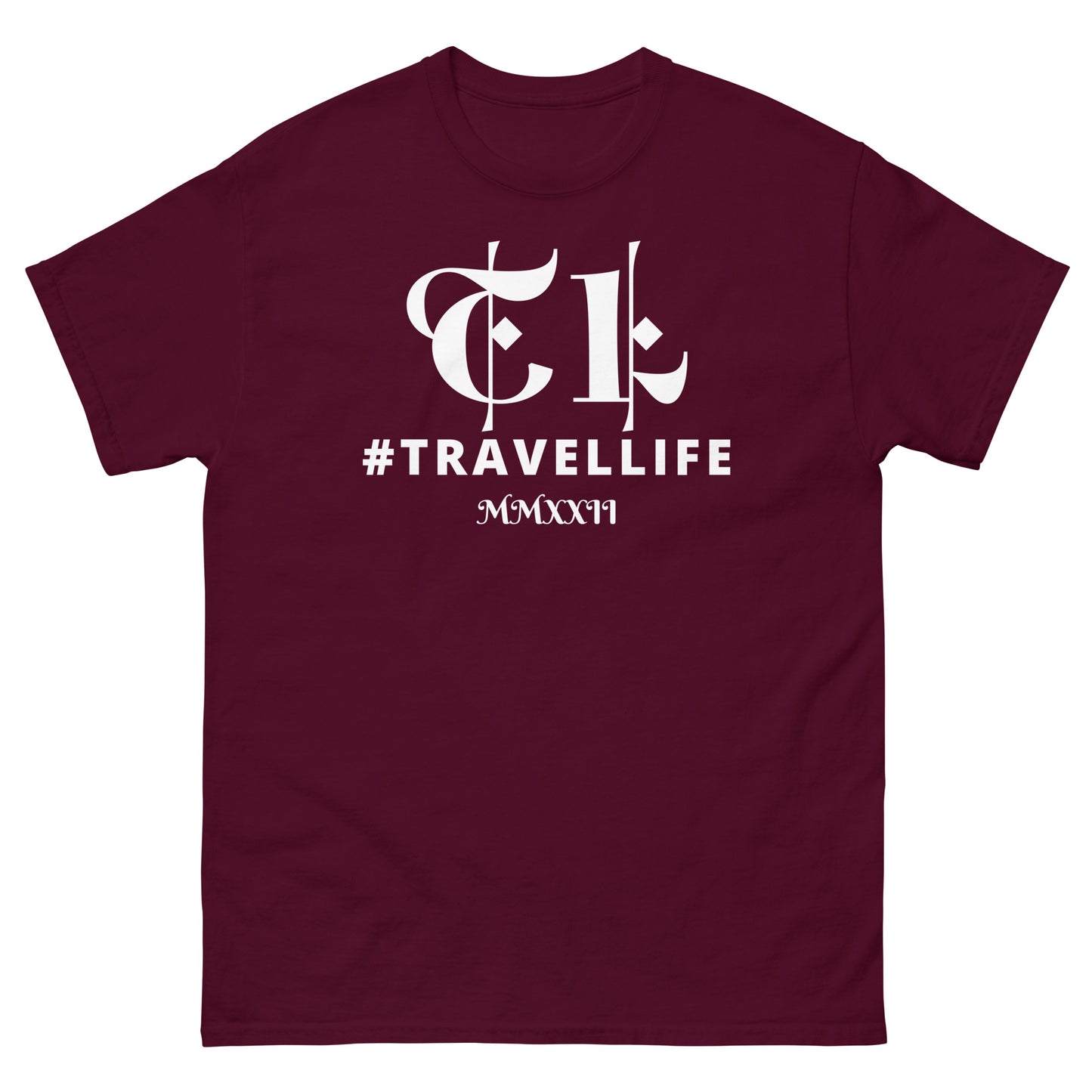 TL Logo #Travellife Roman 2022 Men's Classic Tee White Text