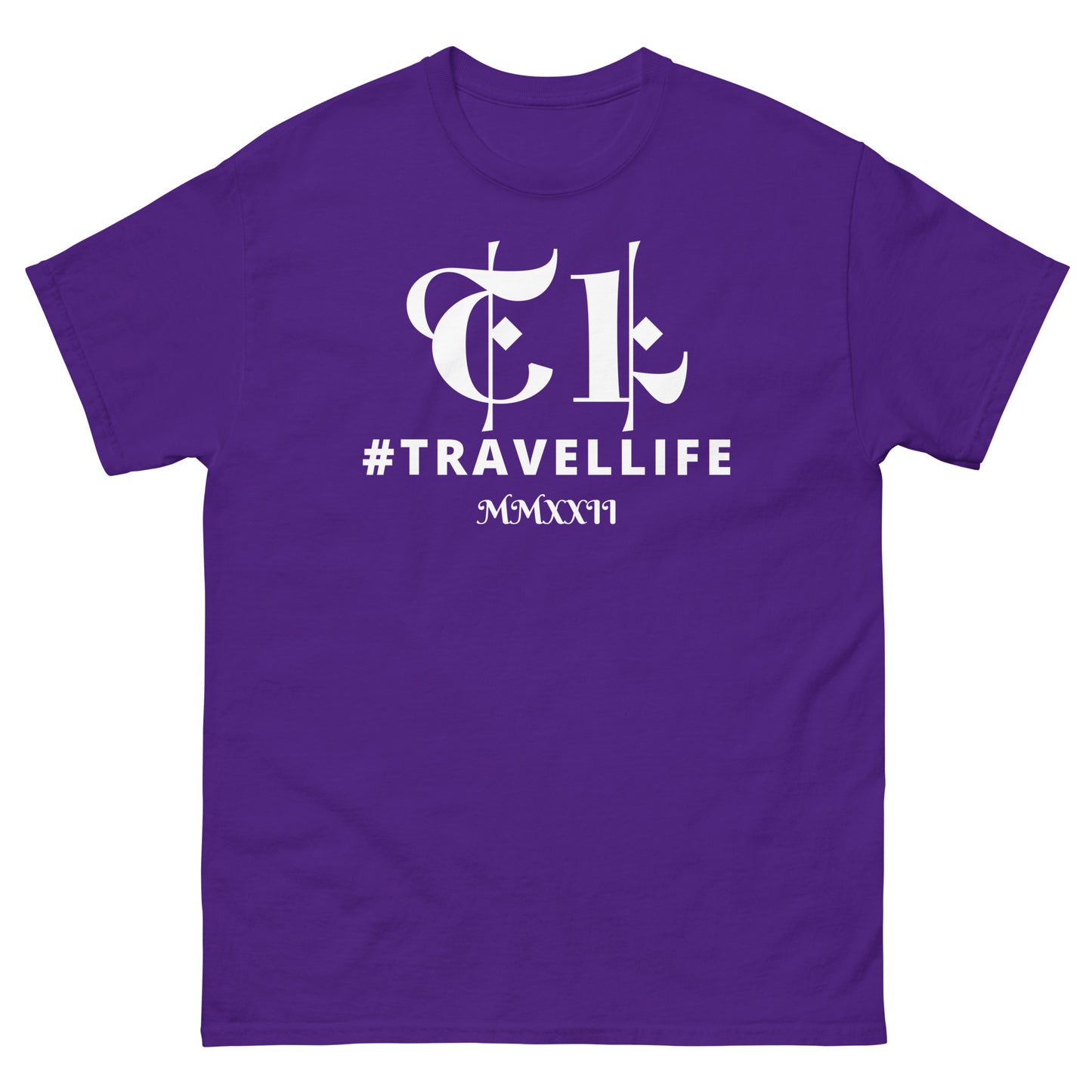 TL Logo #Travellife Roman 2022 Men's Classic Tee White Text
