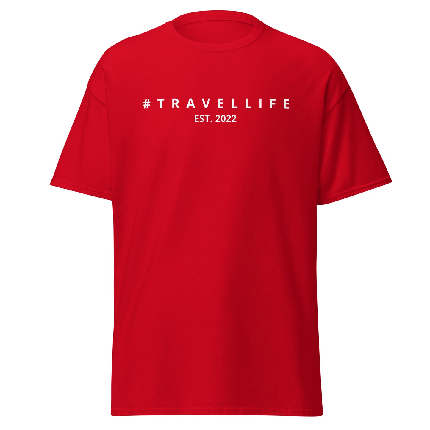 #Travellife Est. 2022 Men's Classic Tee White Text