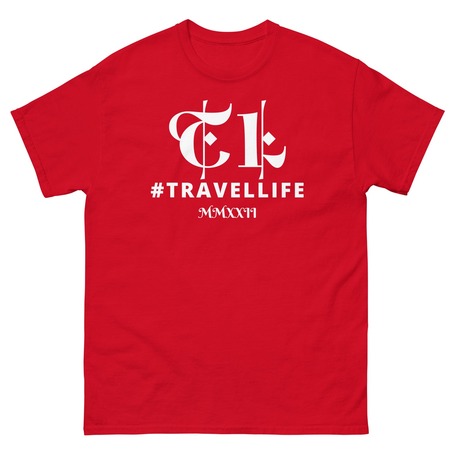 TL Logo #Travellife Roman 2022 Men's Classic Tee White Text