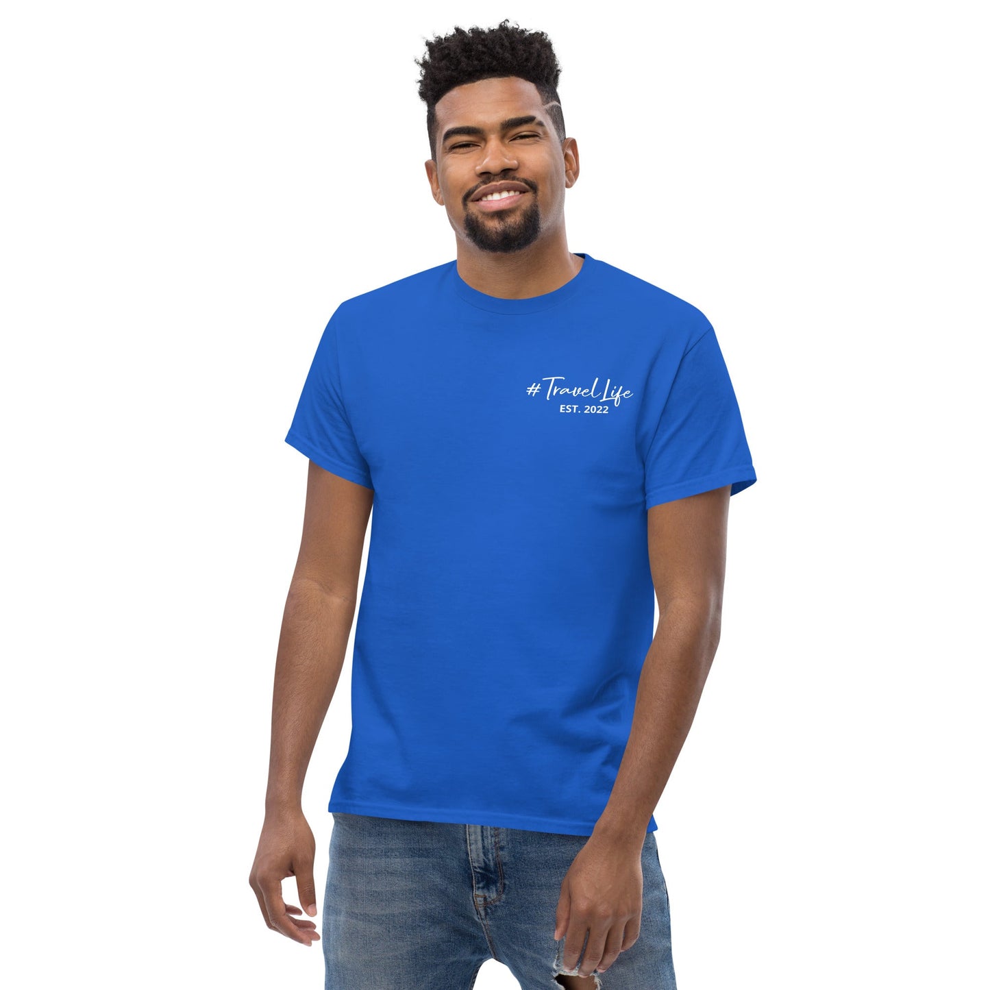 #Travellife Signature Est. 2022 Men's Classic Tee White Text 2X+