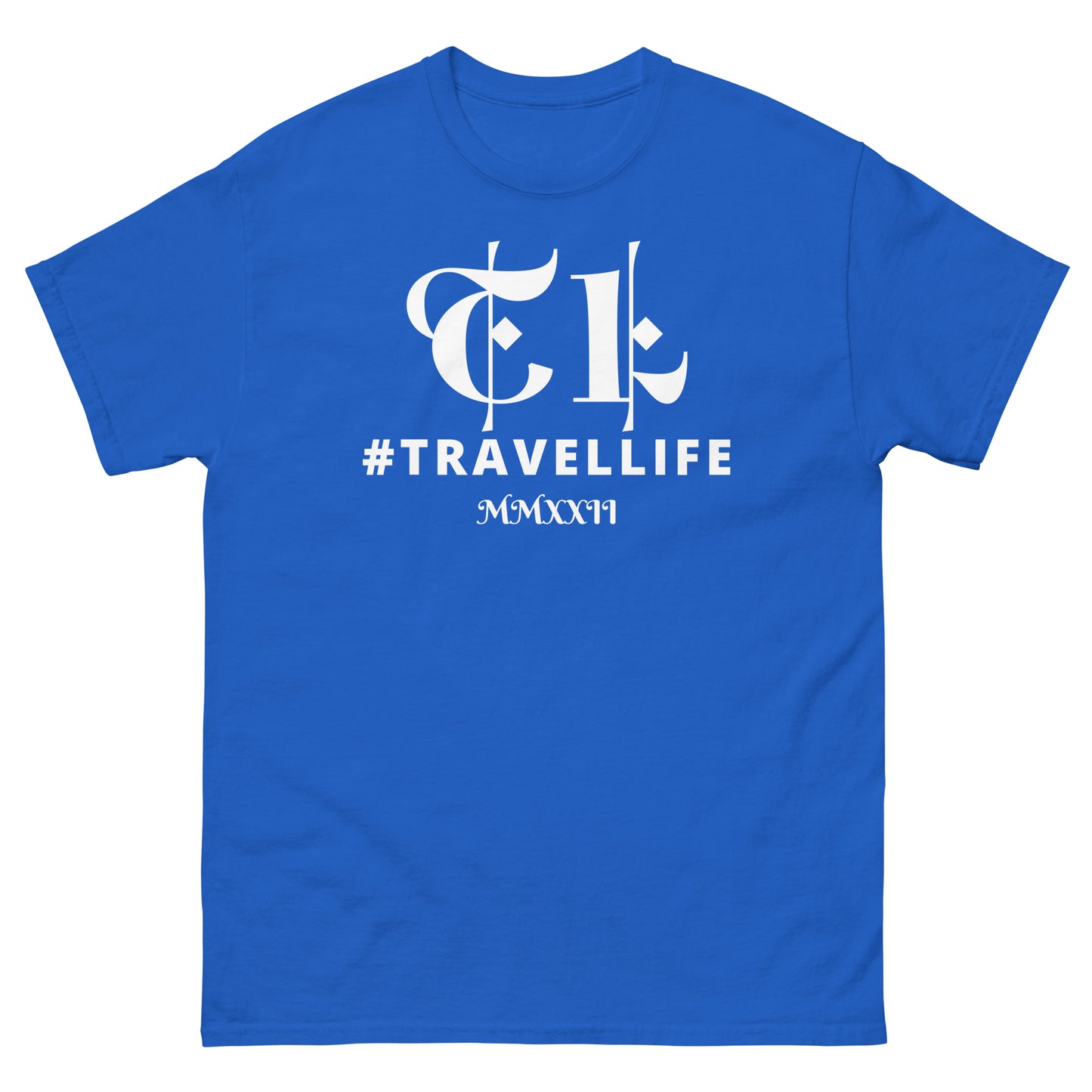 TL Logo #Travellife Roman 2022 Men's Classic Tee White Text