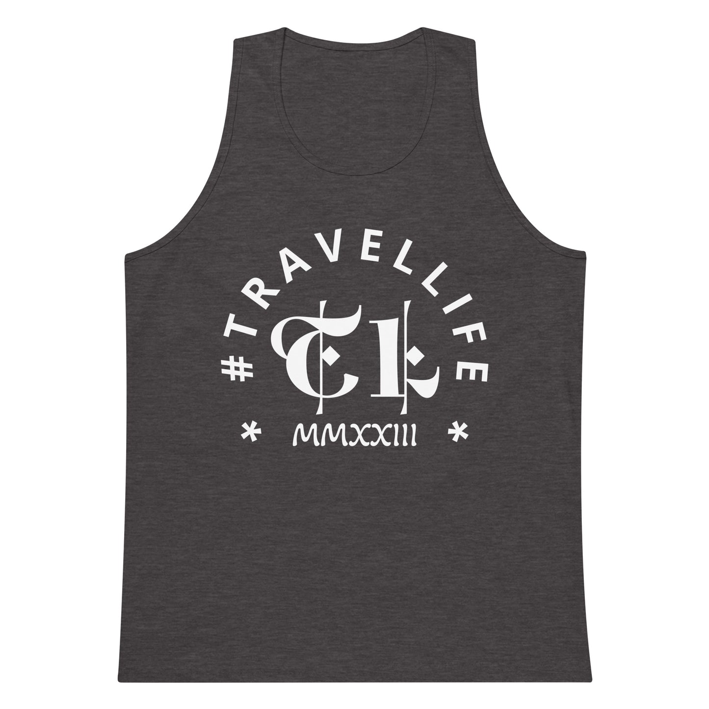 #Travellife Arc Roman 2023 Men's Premium Tank Top White Text