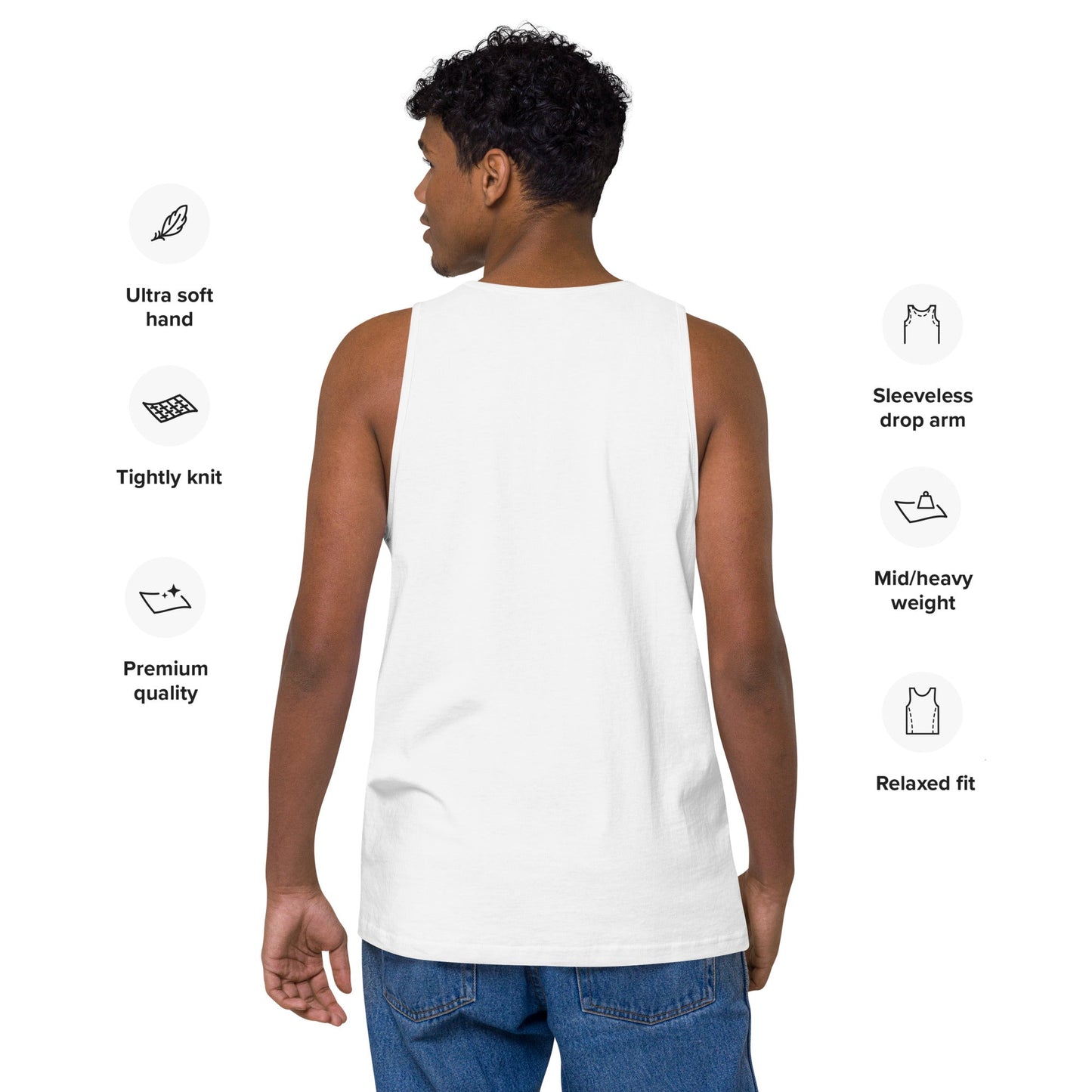 Men’s White Premium Tank Top Purple #TL Logo 2X+