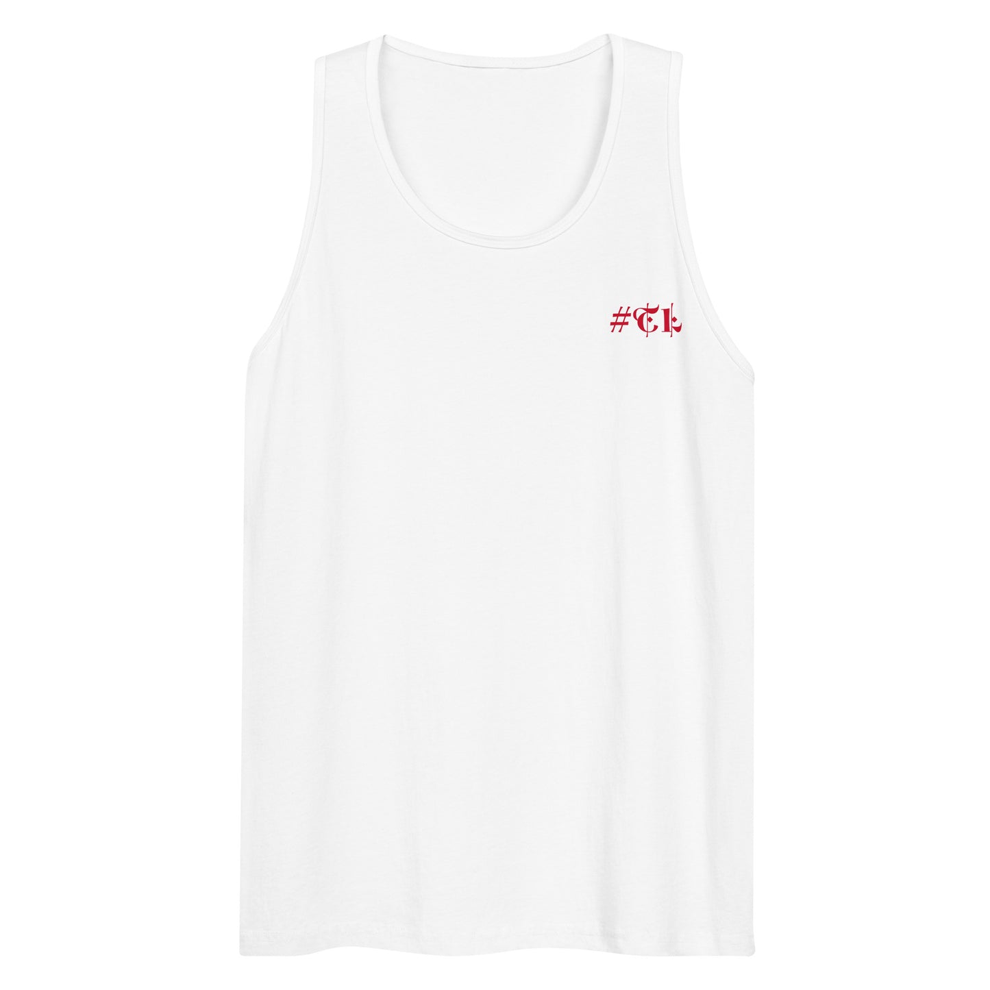 Men’s White Premium Tank Top Red #TL Logo