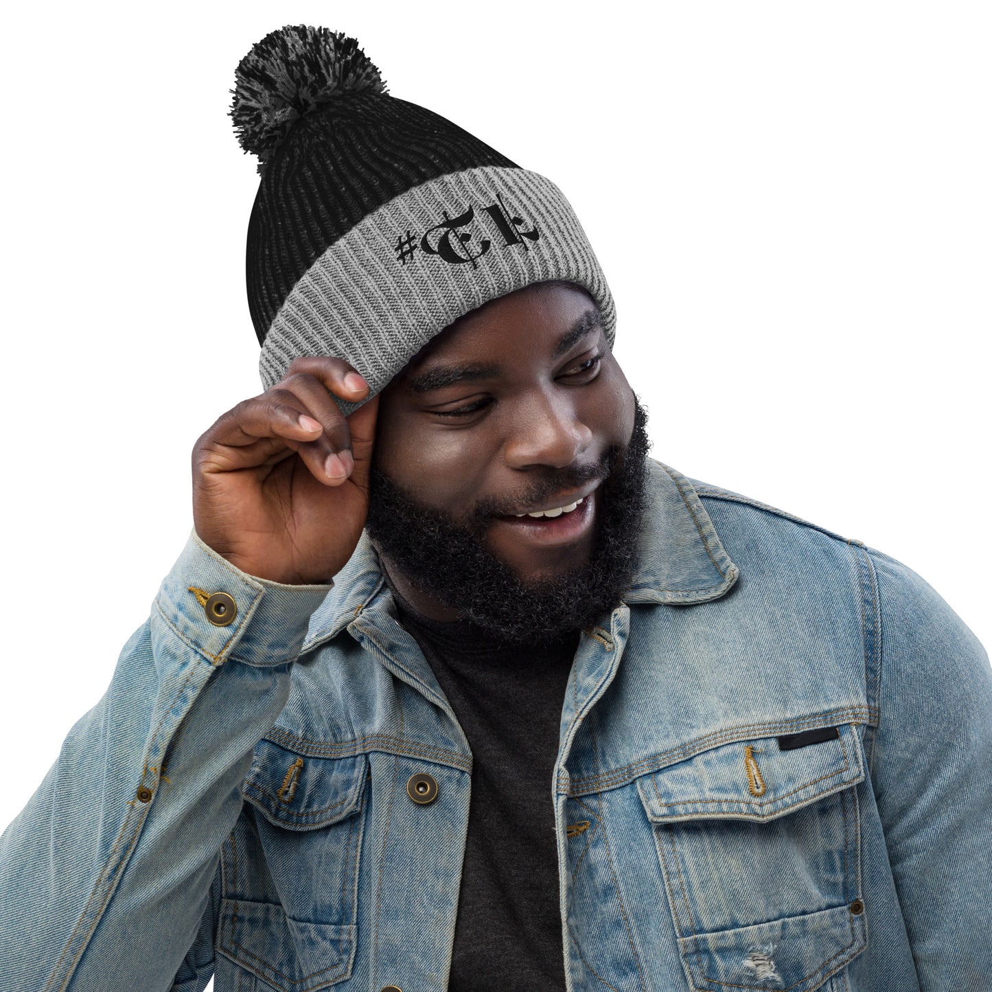 #Travellife Black Text Pom-Pom Beanie