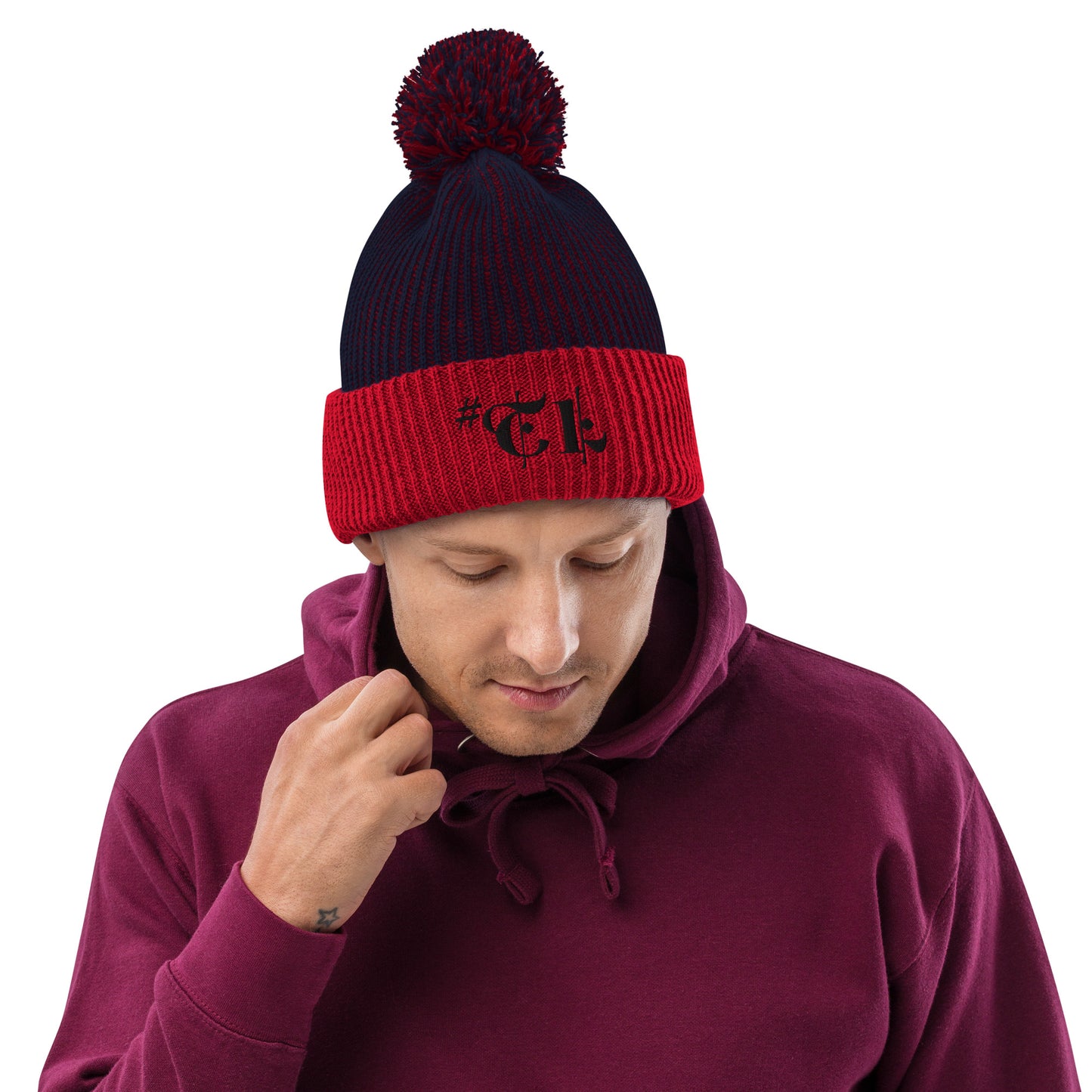 #Travellife Black Text Pom-Pom Beanie