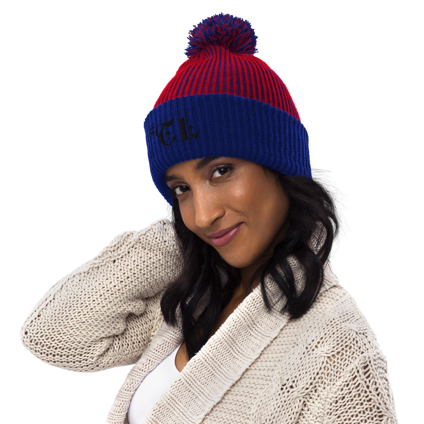 #Travellife Black Text Pom-Pom Beanie
