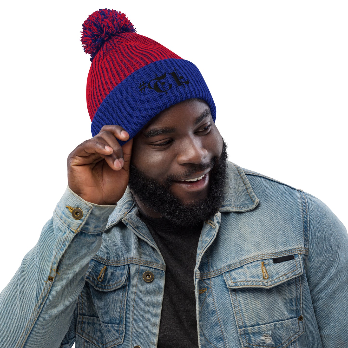 #Travellife Black Text Pom-Pom Beanie