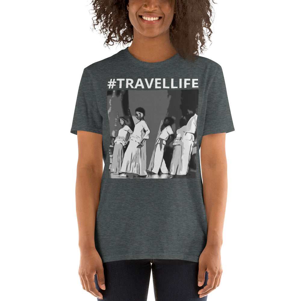 #Travellife Jamaica Dancing Black/White Unisex T-Shirt white text