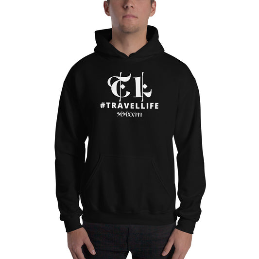 #Travellife TL Roman Numeral 2023 White Centered Text Unisex Hoodie