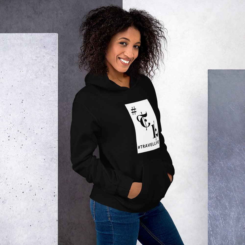 White Background #TL Black Text Unisex Hoodie